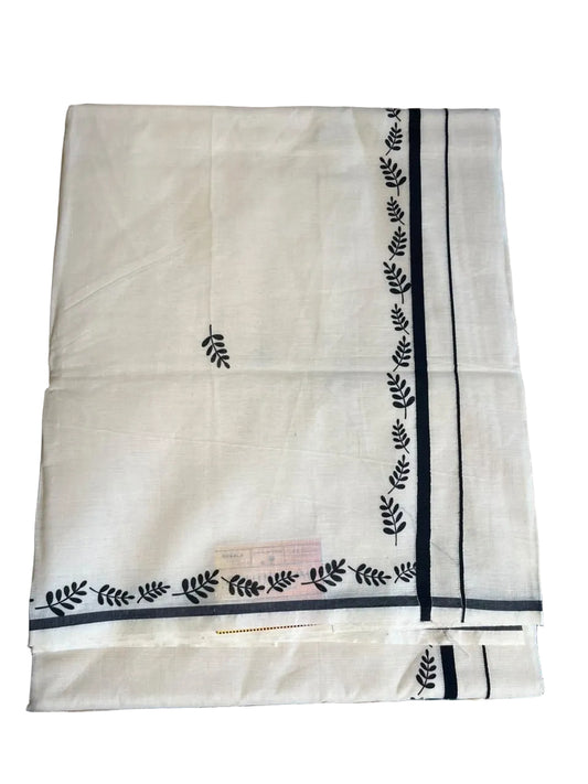 Southloom Cotton Kerala Saree With Black Prints On Border SL501