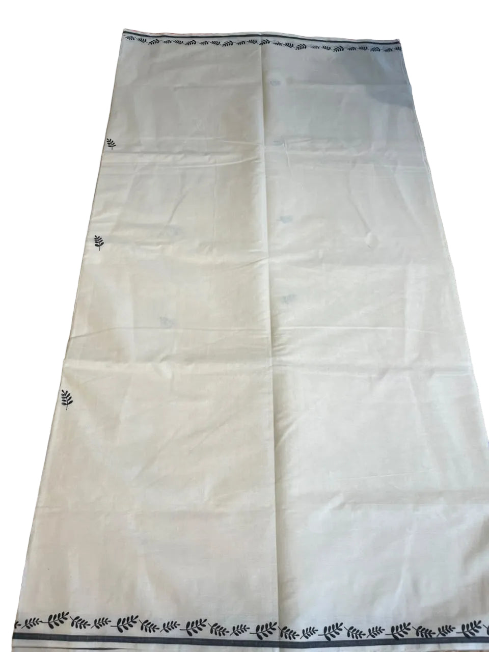 Southloom Cotton Kerala Saree With Black Prints On Border SL501