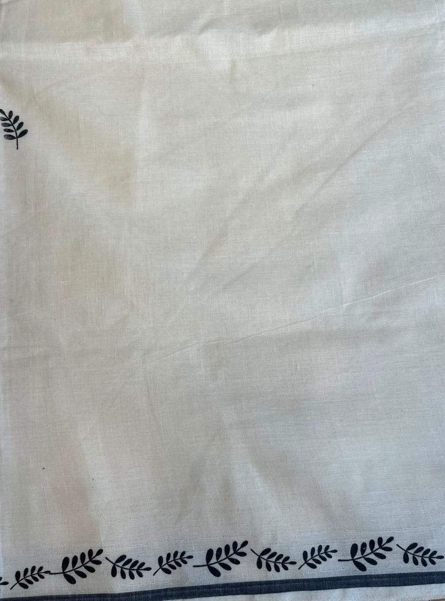 Southloom Cotton Kerala Saree With Black Prints On Border SL501