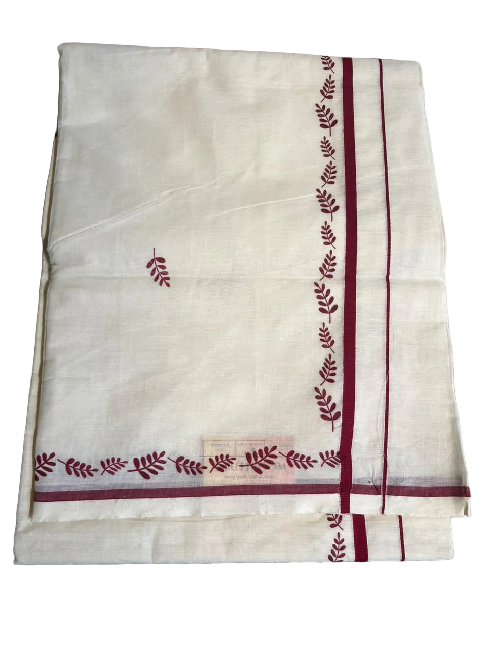 Southloom Cotton Kerala Saree With Maroon Prints On Border SL501