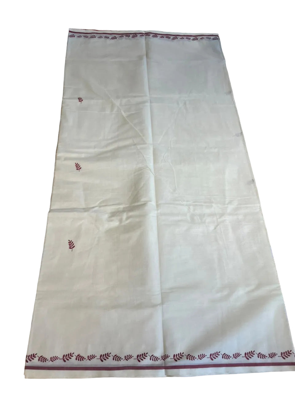 Southloom Cotton Kerala Saree With Maroon Prints On Border SL501