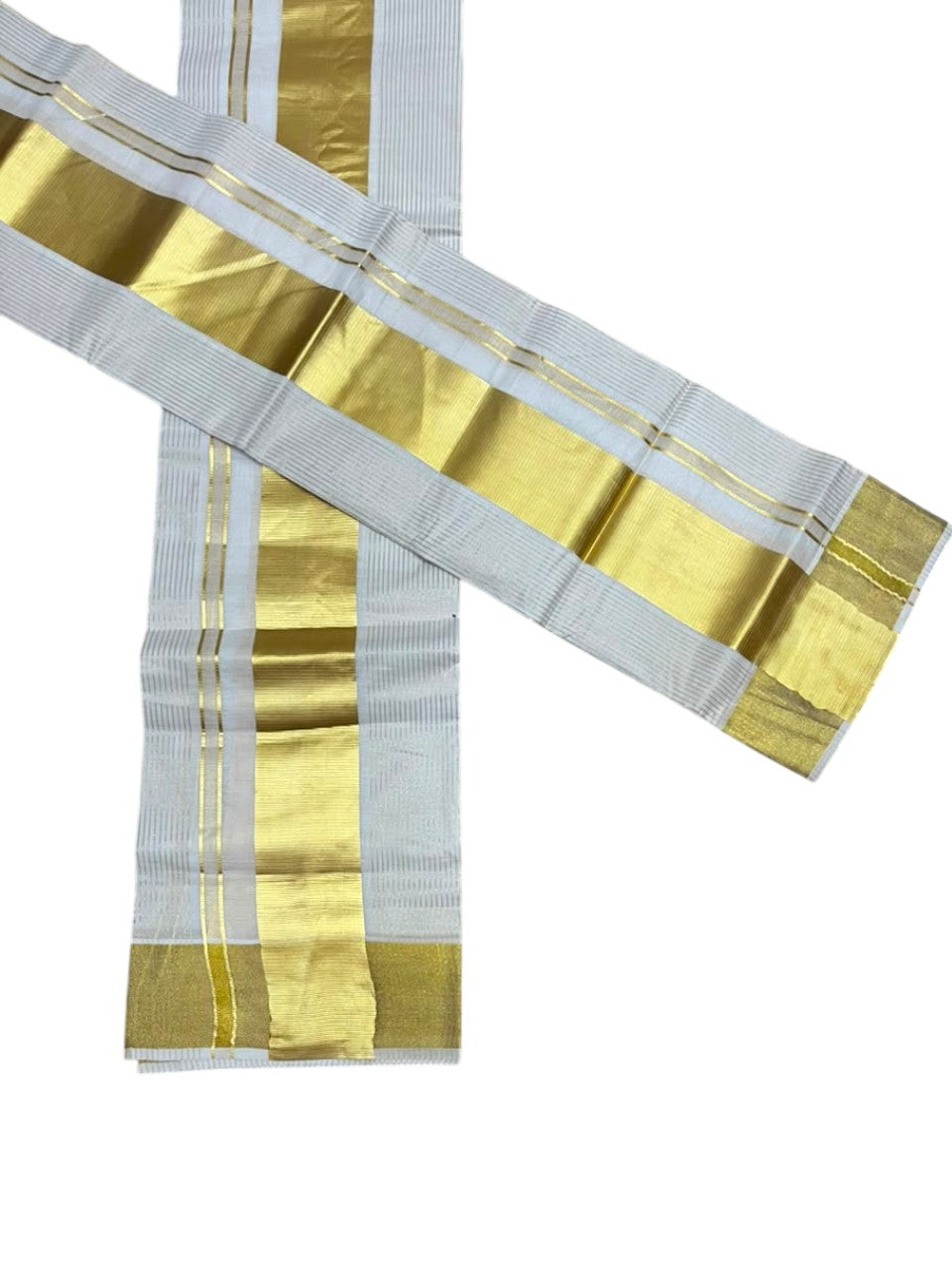 Pure Cotton Kerala Set Mundu with Kasavu Micro Line on Body (Handloom Quality Kasavu Used - 2.80 Mtrs) SL508