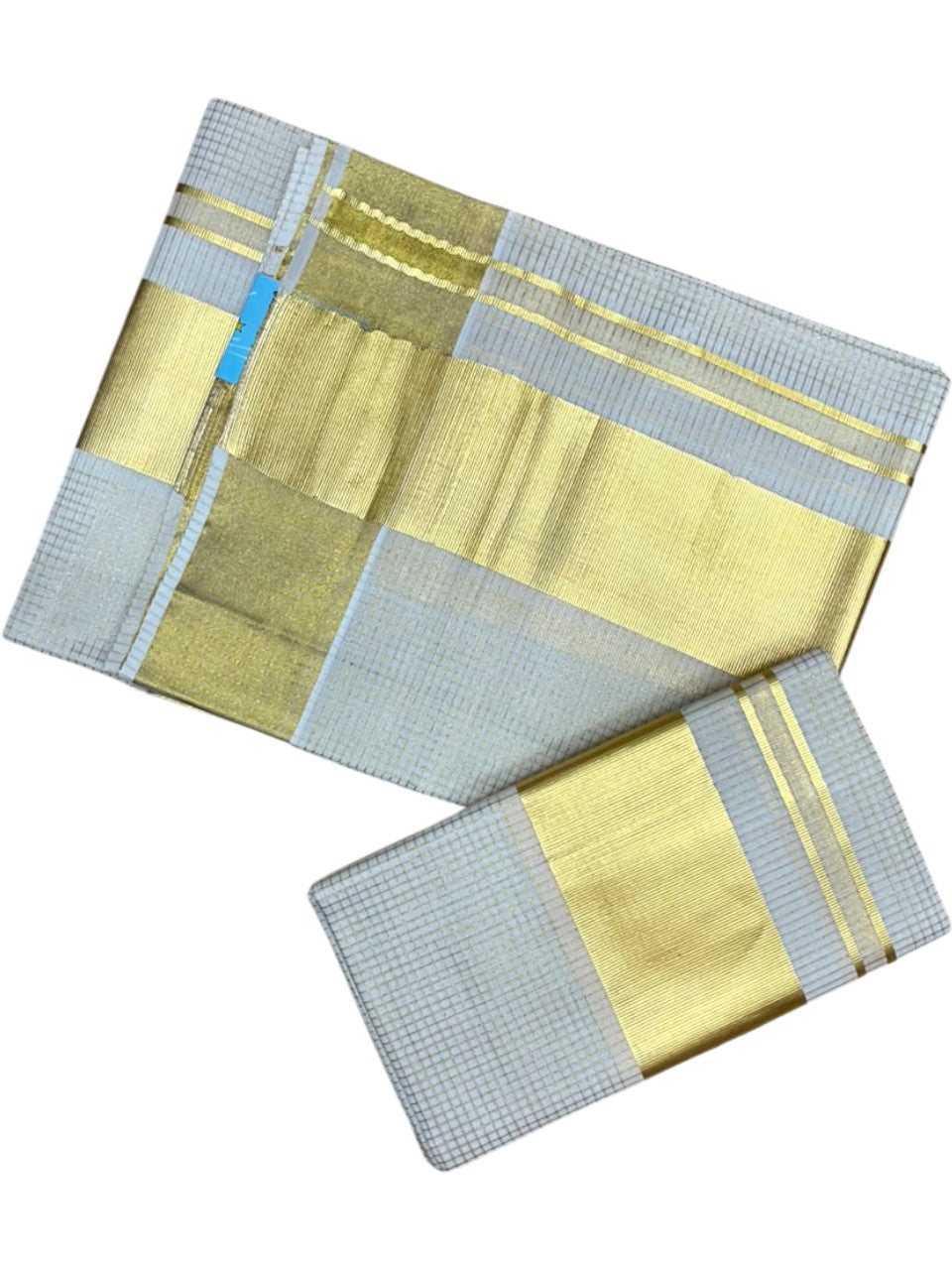 Pure Cotton Kerala Set Mundu with Kasavu Micro Check on Body (Handloom Quality Kasavu Used - 2.80 Mtrs) SL509