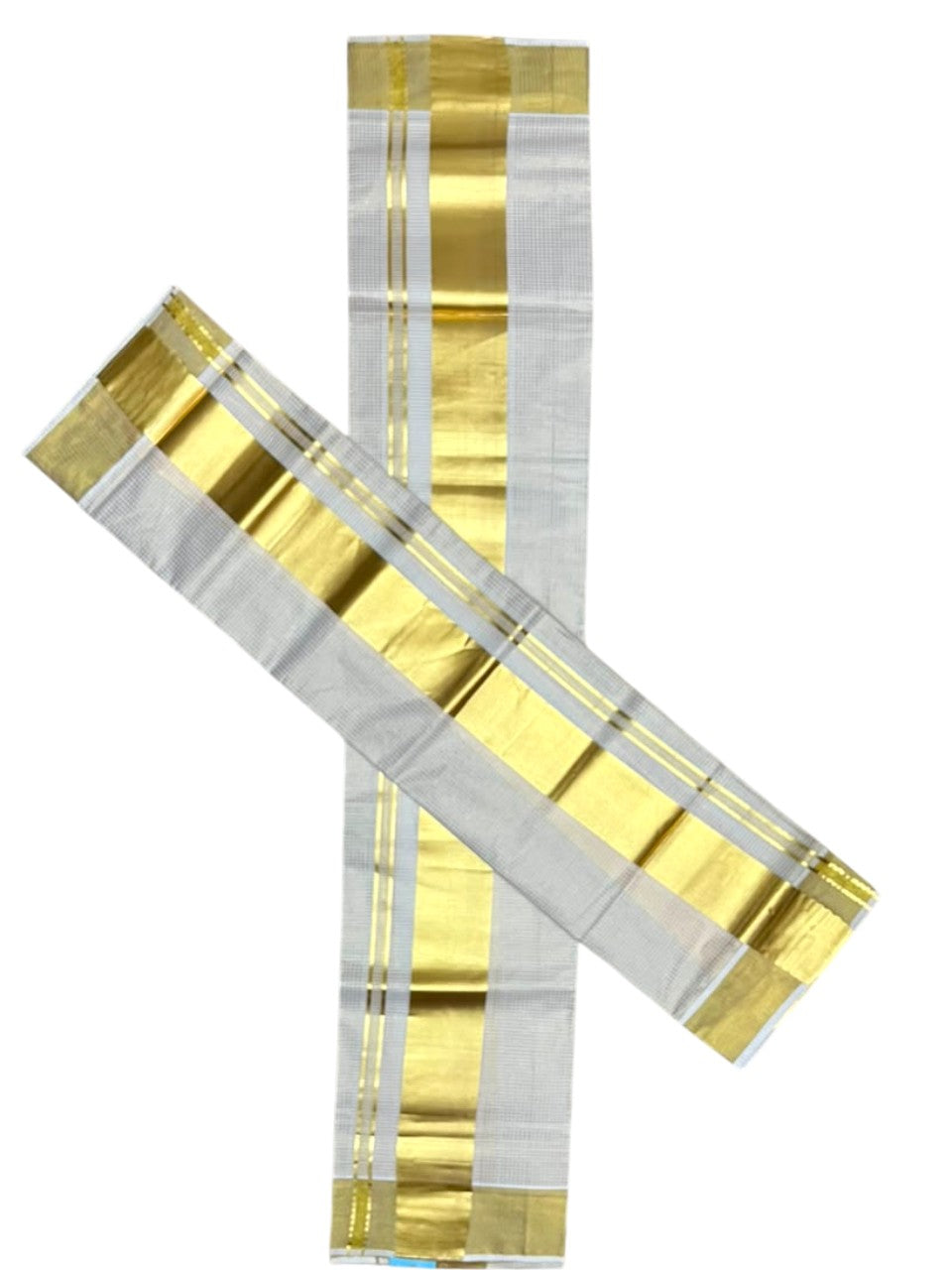 Pure Cotton Kerala Set Mundu with Kasavu Micro Check on Body (Handloom Quality Kasavu Used - 2.80 Mtrs) SL509
