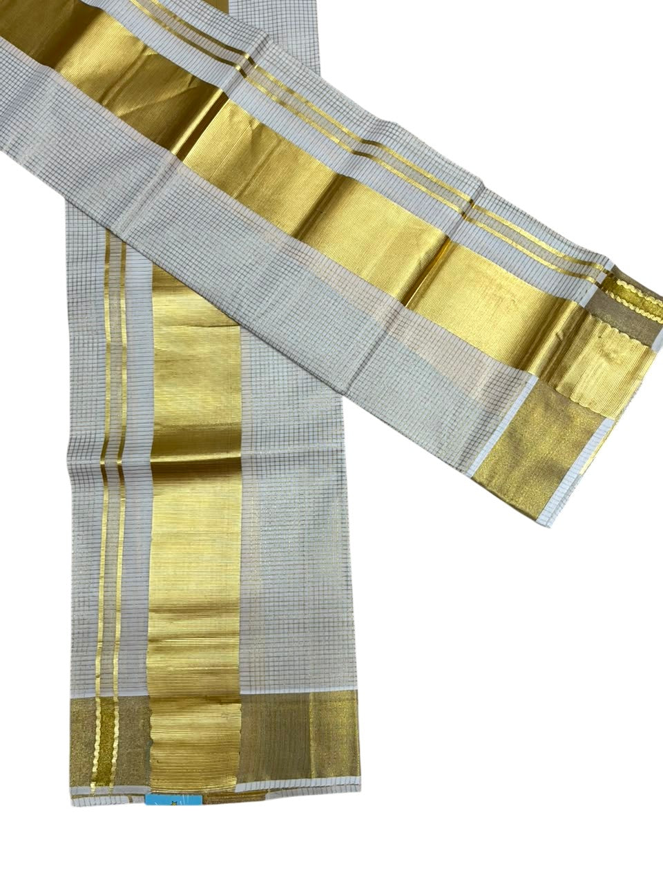 Pure Cotton Kerala Set Mundu with Kasavu Micro Check on Body (Handloom Quality Kasavu Used - 2.80 Mtrs) SL509
