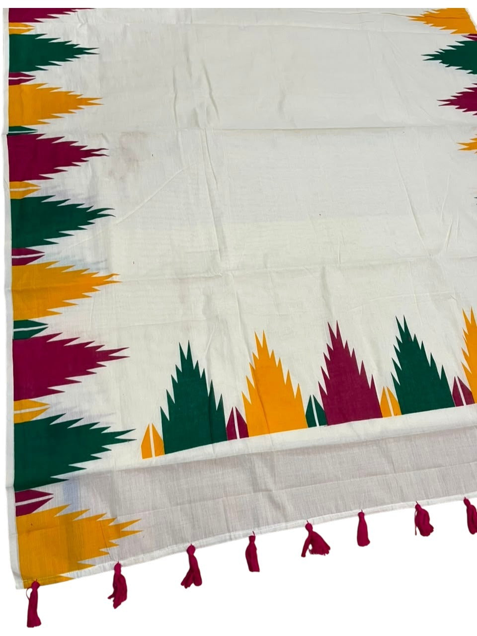 Southloom Kerala Pure Cotton Saree with Temple Design on Body and Borders SL502
