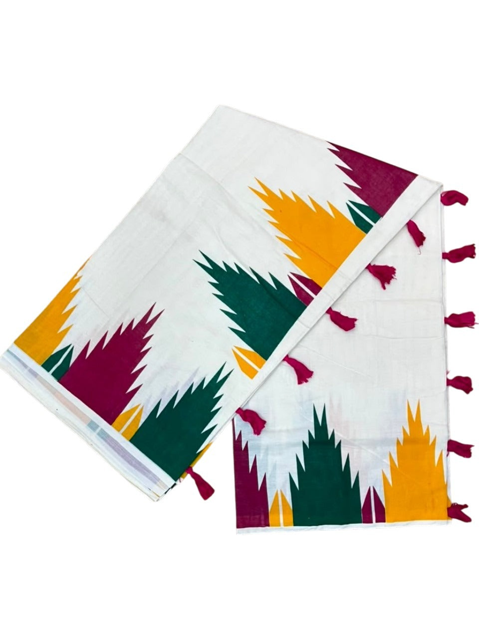 Southloom Kerala Pure Cotton Saree with Temple Design on Body and Borders SL502