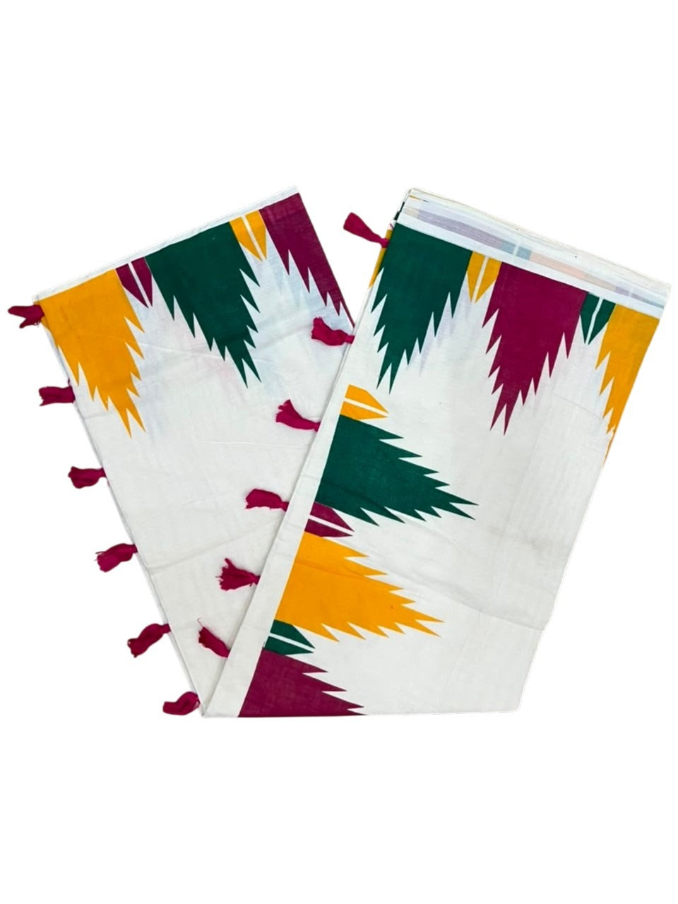 Southloom Kerala Pure Cotton Saree with Temple Design on Body and Borders SL502