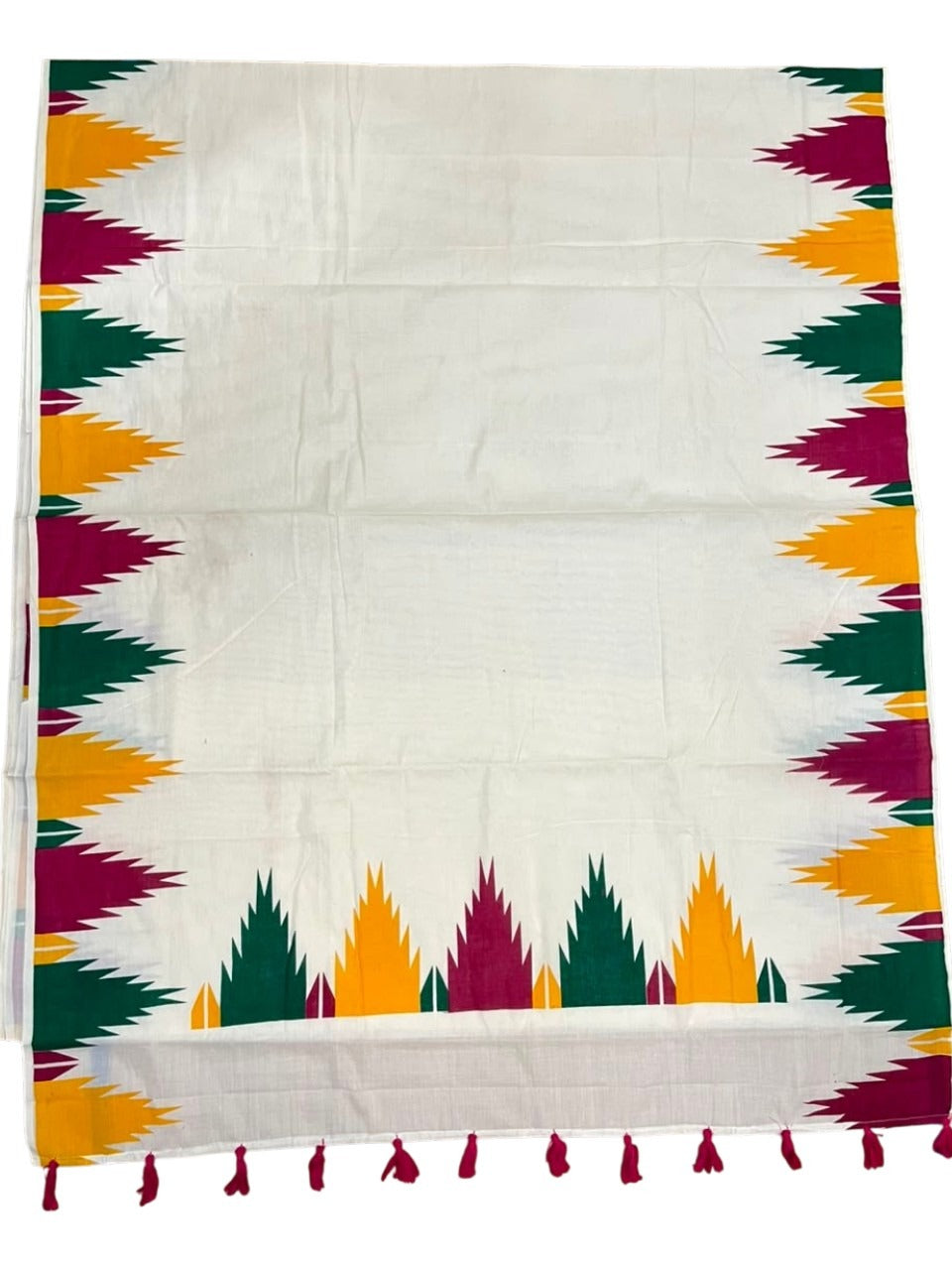Southloom Kerala Pure Cotton Saree with Temple Design on Body and Borders SL502