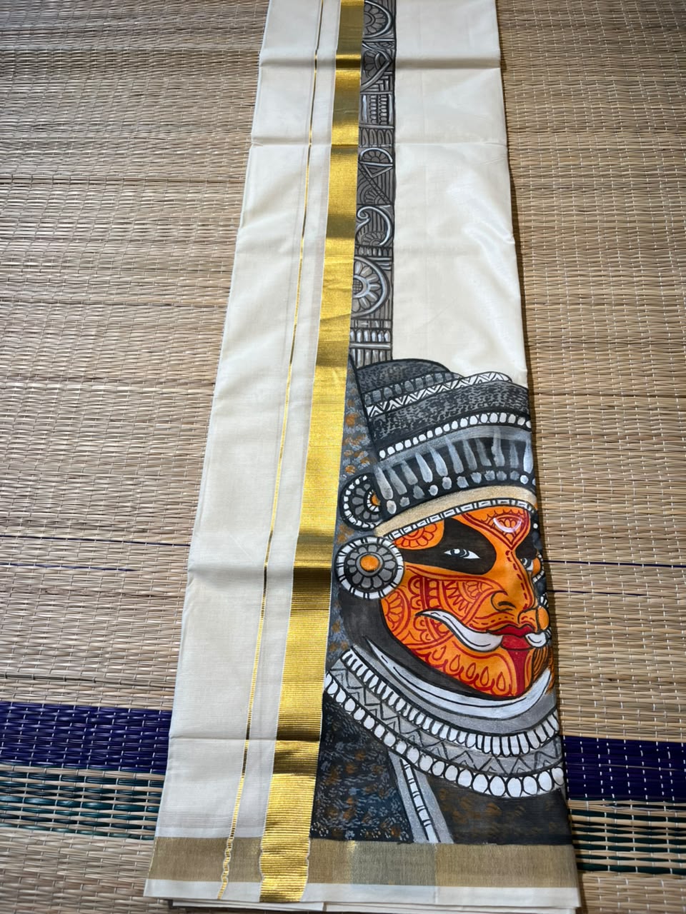 Kerala Cotton Handpainted Dhoti ( Double Mundu )  SL330