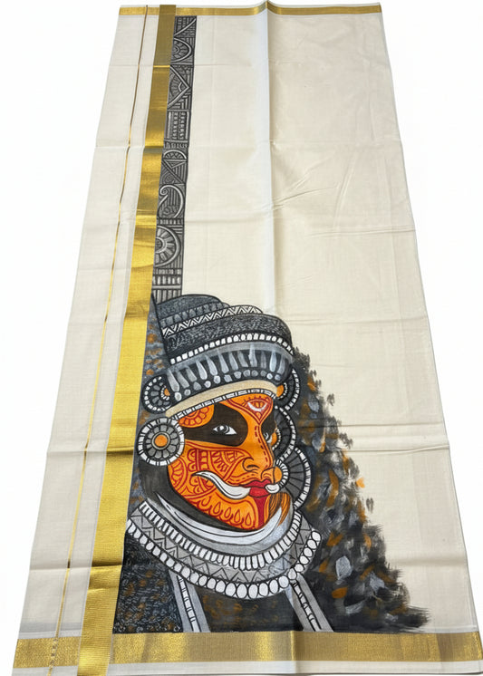 Kerala Cotton Handpainted Dhoti ( Double Mundu )  SL330