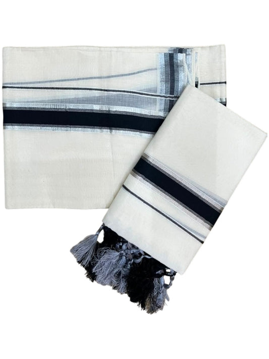 Southloom Kerala Cotton Mundum Neriyathum Single (Set Mundu) with Silver Kasavu and Black Border 2.80 Mtrs SLKK SL525