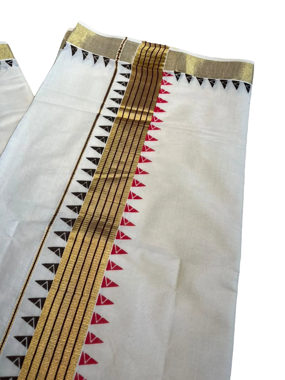 Kerala Cotton Temple Border With Golden Kasavu  Saree SL531