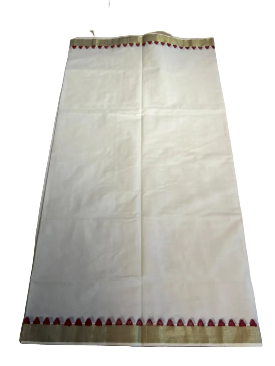 Kerala Cotton Temple Border With Golden Kasavu  Saree SL531