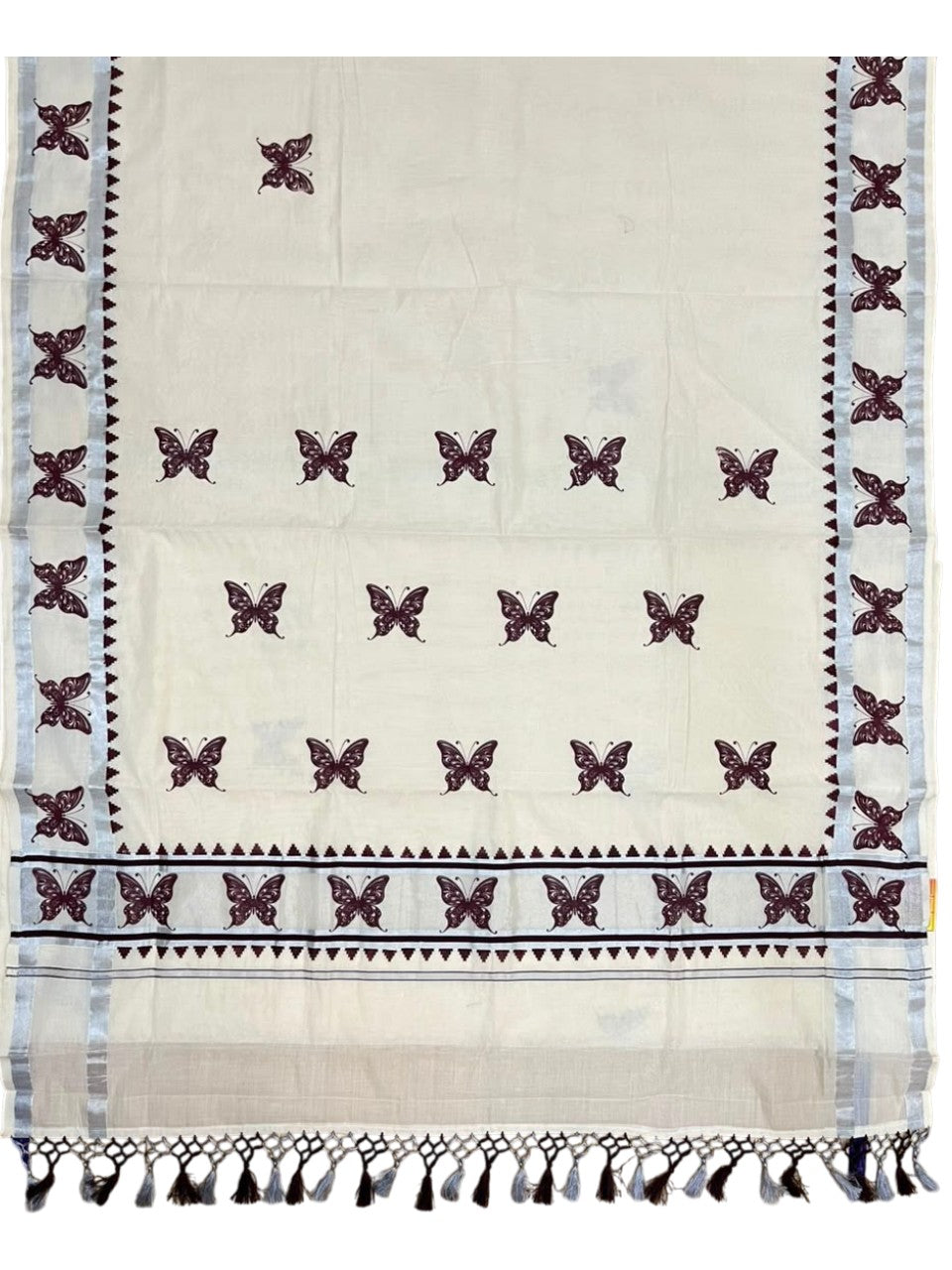 Southloom Cotton Kerala Kasavu Saree with Digital Print on Body in Brown SL519