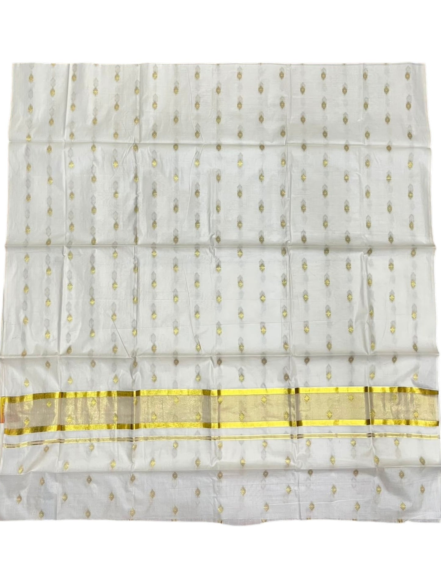 Southloom Cotton Kerala Kasavu Saree with Butta Works on Body