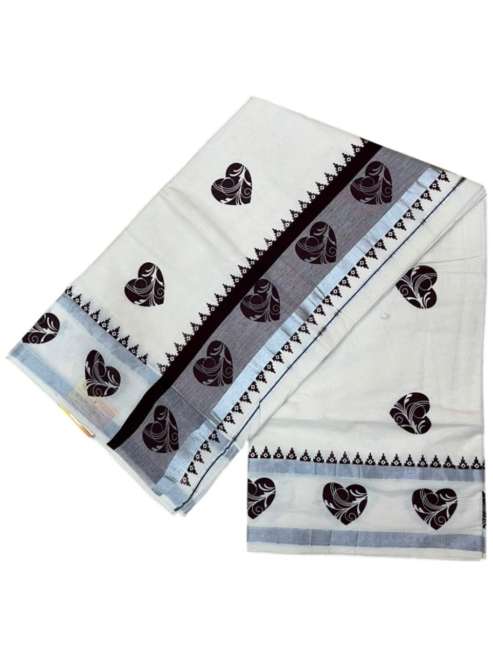 Southloom Cotton Kerala Kasavu Saree with Digital Print on Body in Brown SL533