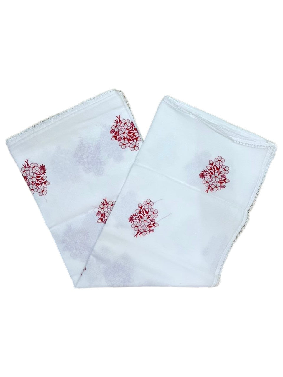 Southloom Net Kotta Saree with Floral Embroidery Work on Body in Red
