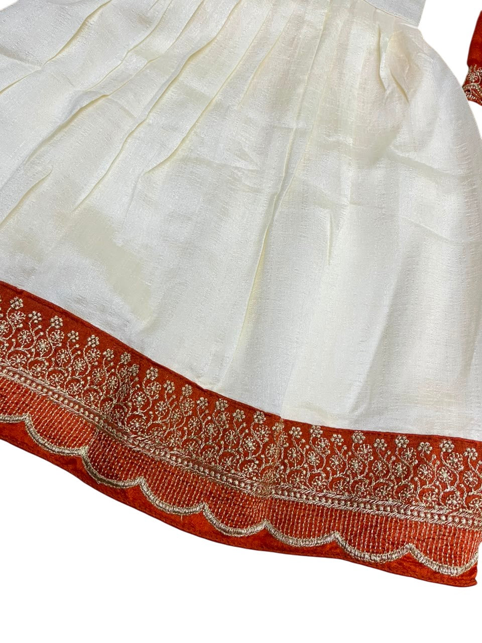 Southloom Stitched Georgette Dhavani Set with Pavada and Orange Blouse Piece SLKDHAVANI