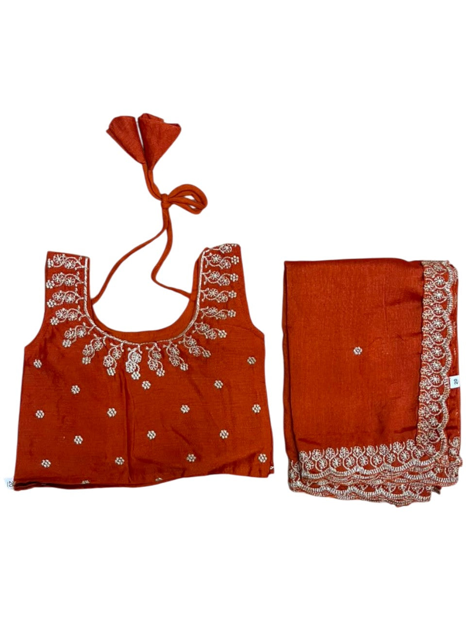 Southloom Stitched Georgette Dhavani Set with Pavada and Orange Blouse Piece SLKDHAVANI