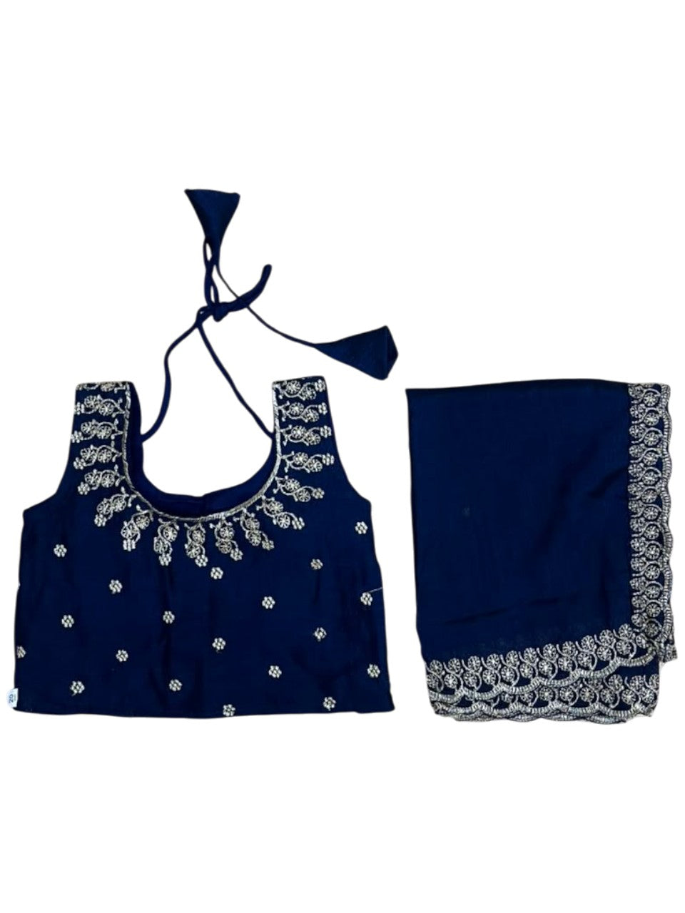 Southloom Stitched Georgette Dhavani Set with Pavada and Blue Blouse Piece SLKDHAVANI