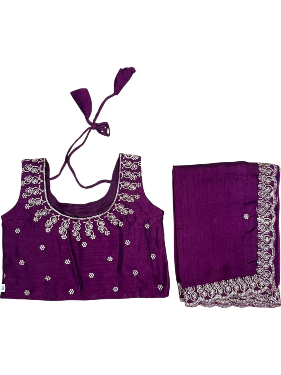 Southloom Stitched Georgette Dhavani Set with Pavada and Purple Blouse Piece SLKDHAVANI