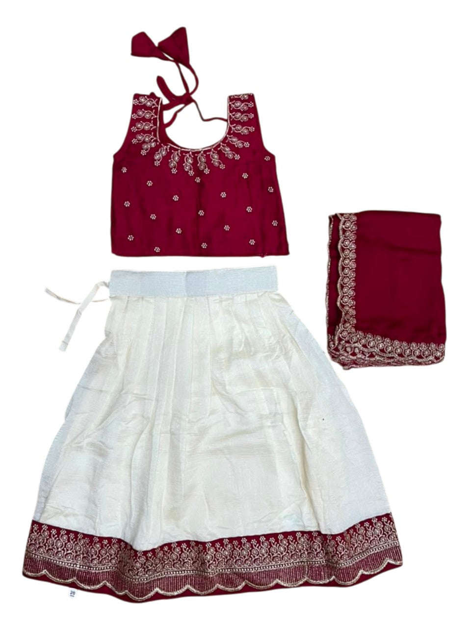 Southloom Stitched Georgette Dhavani Set with Pavada and Magenta Blouse Piece SLKDHAVANI