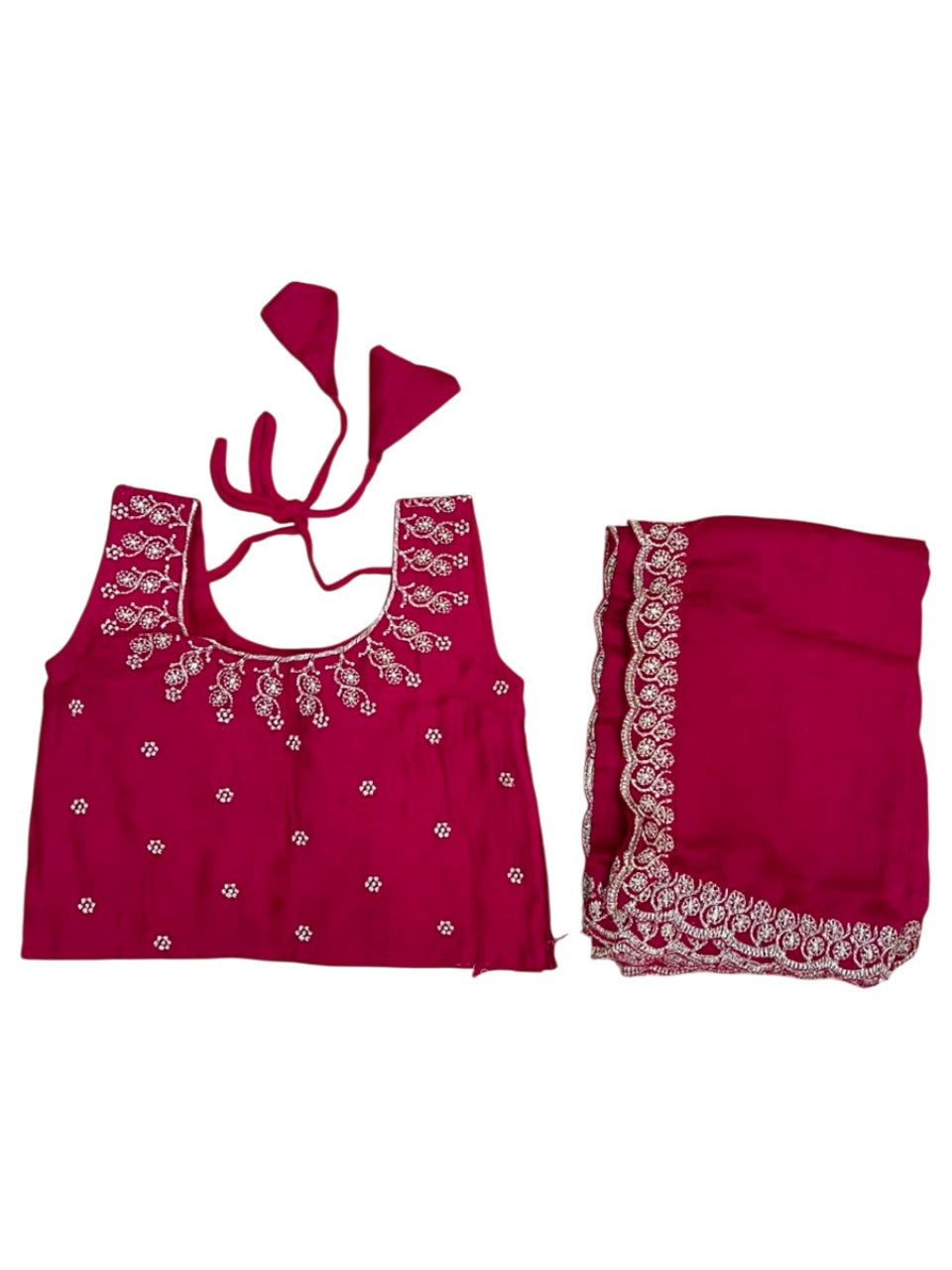 Southloom Stitched Georgette Dhavani Set with Pavada and Magenta Blouse Piece SLKDHAVANI