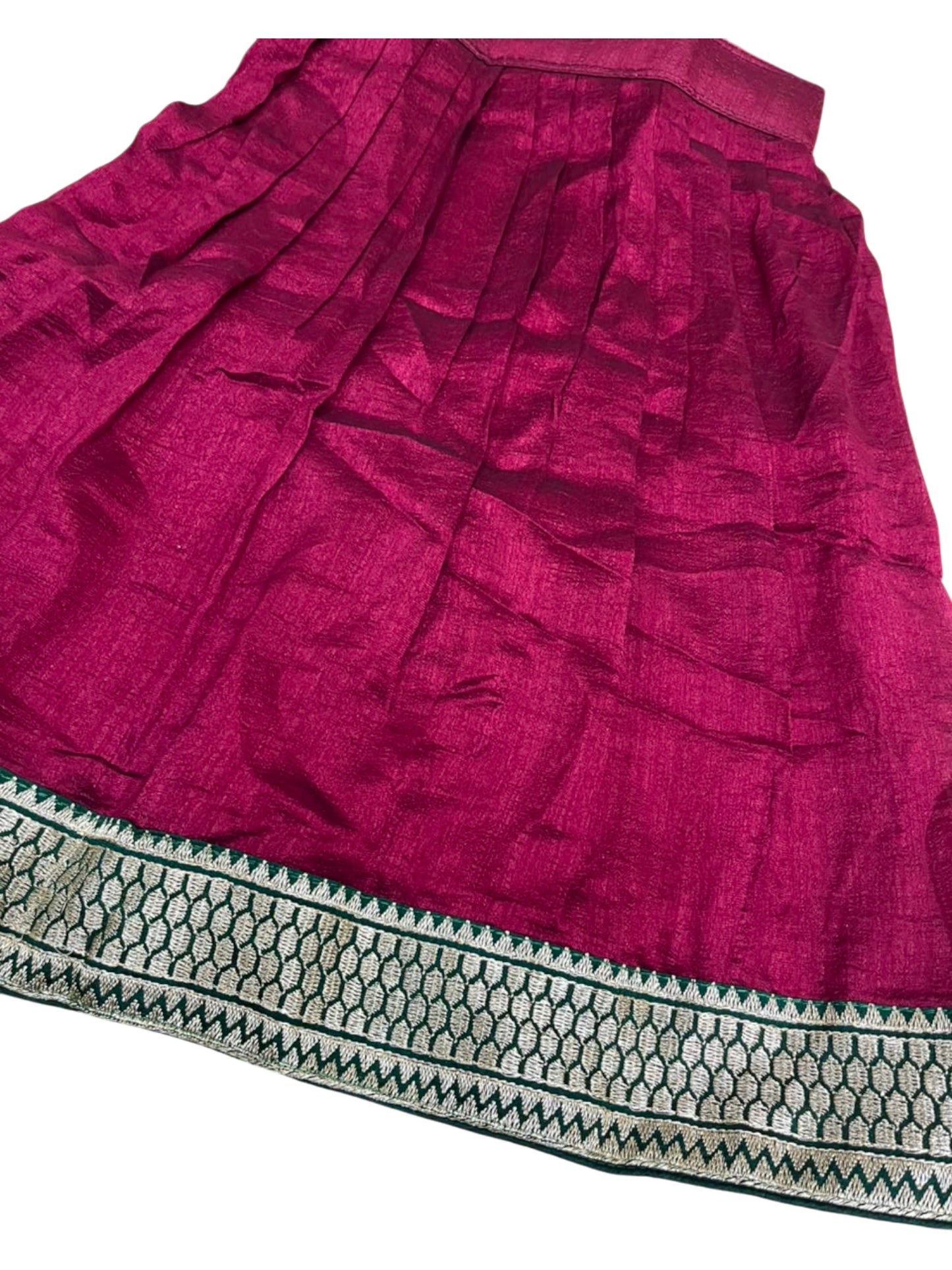 Southloom Georgette Kids Dhavani Set in Maroon and Green SLKDHAVANI