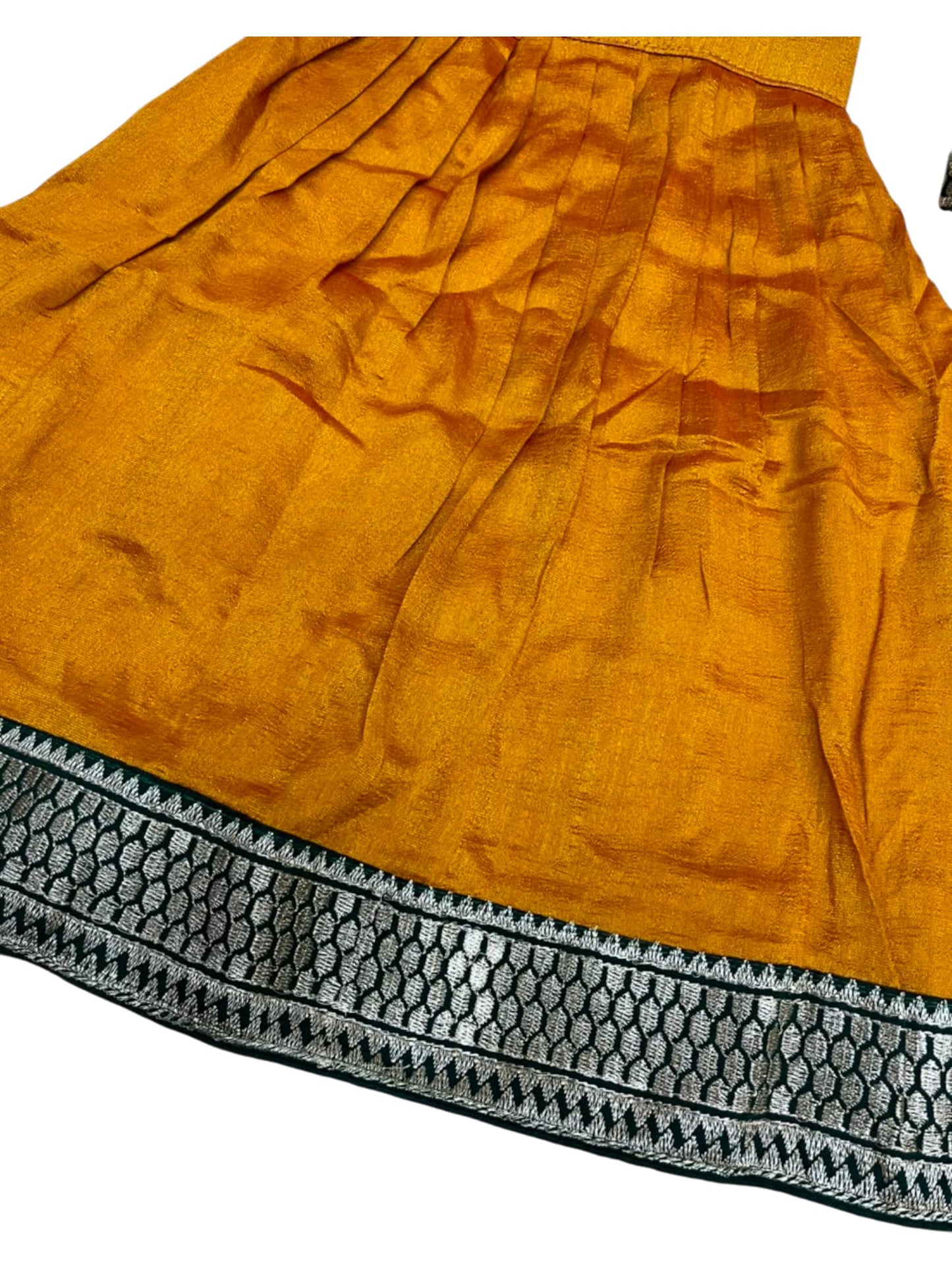 Southloom Georgette Kids Dhavani Set in Mustard Yellow and Green SLKDHAVANI