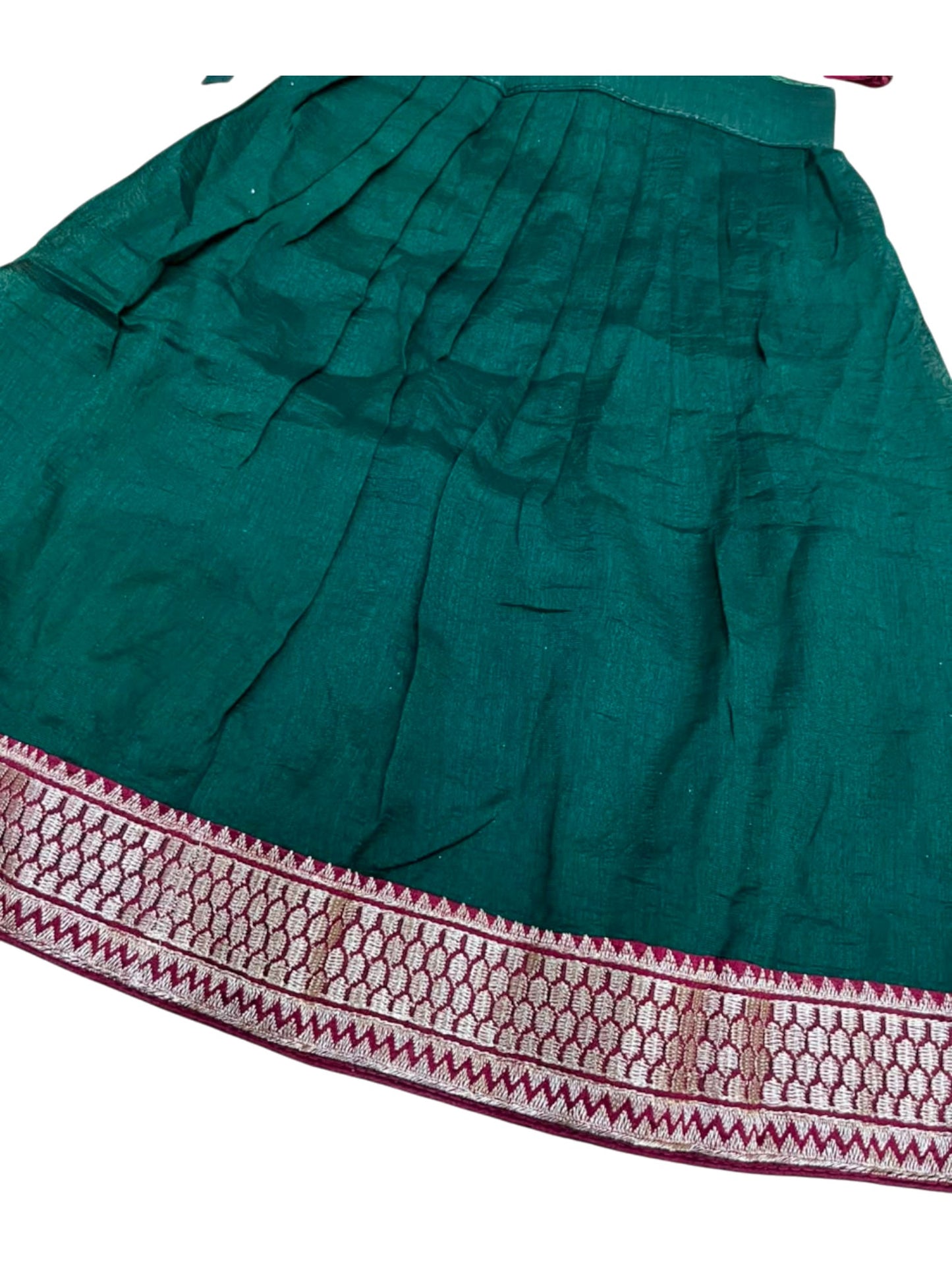 Southloom Georgette Kids Dhavani Set in Green and Maroon SLKDHAVANI