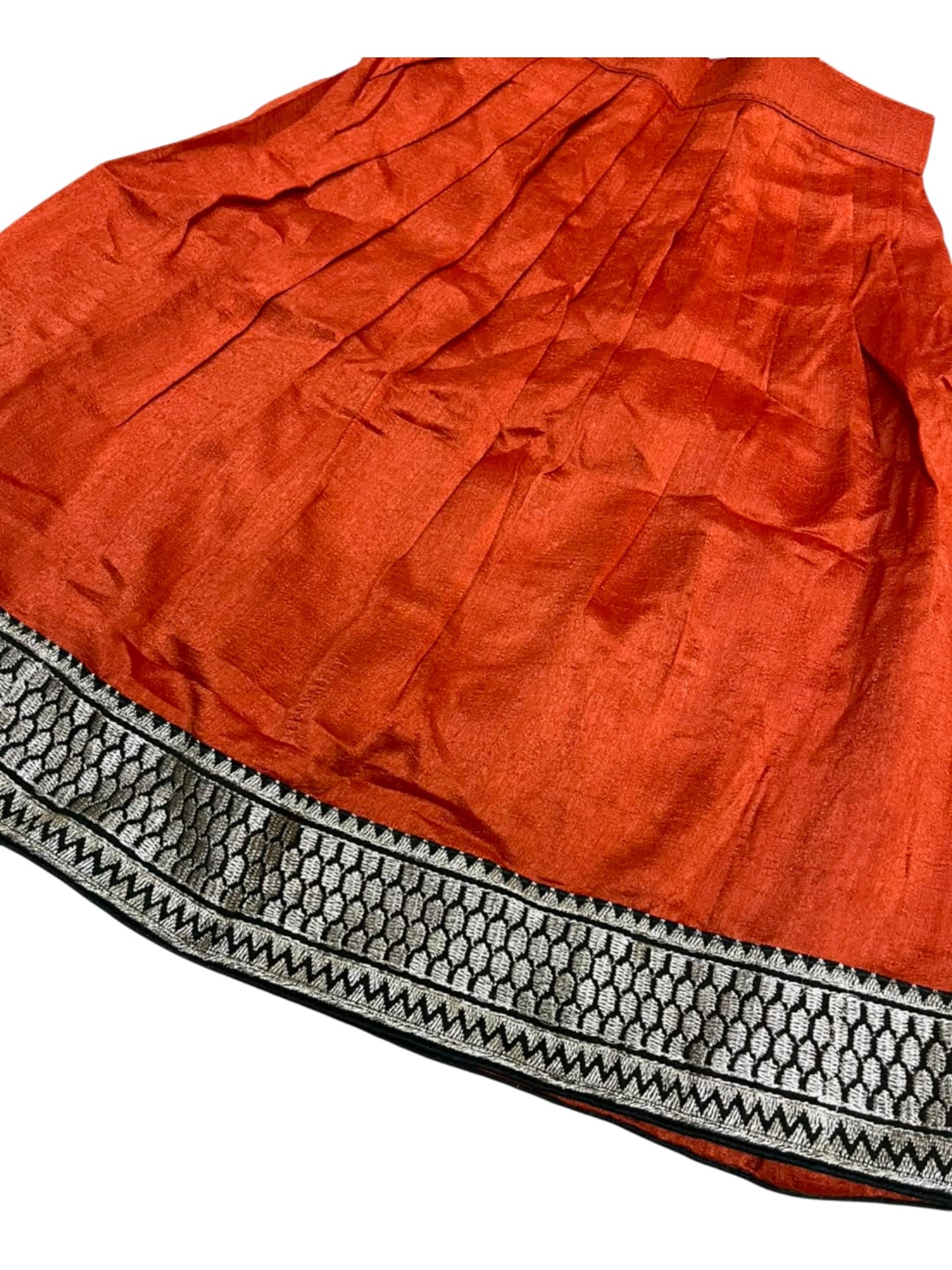 Southloom Georgette Kids Dhavani Set in Orange and Green SLKDHAVANI