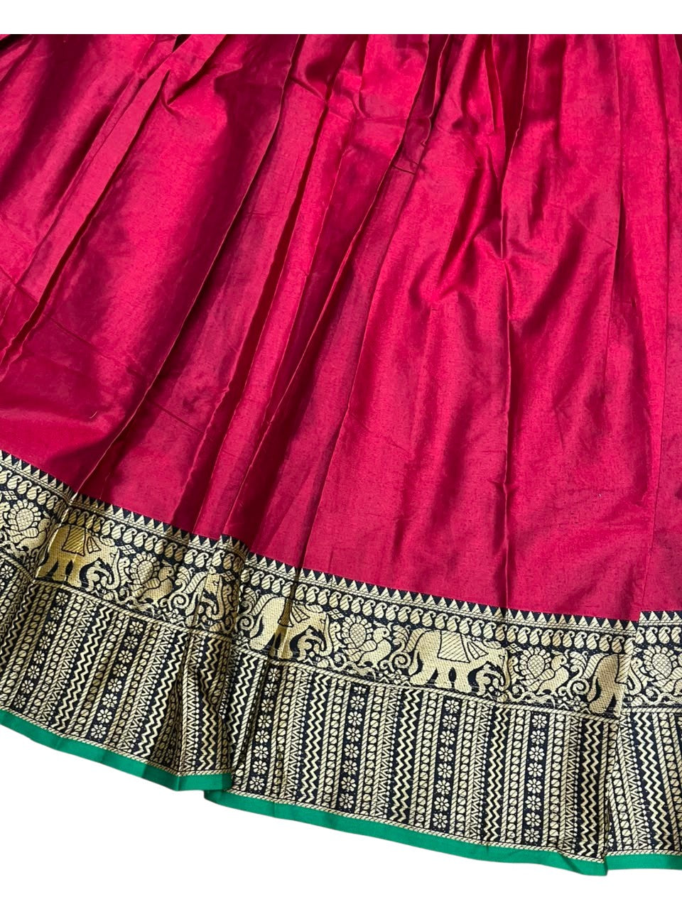 Southloom Semi Stitched Narayanpet Dhavani Set with Pavada and Maroon Blouse Piece SLDHAVANI SL541