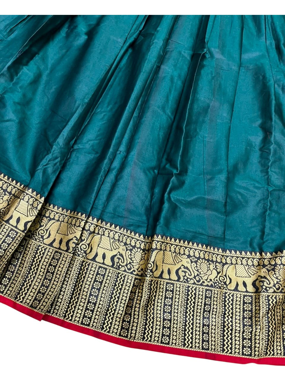 Southloom Semi Stitched Narayanpet Dhavani Set with Pavada and Green Blouse Piece SLDHAVANI SL541