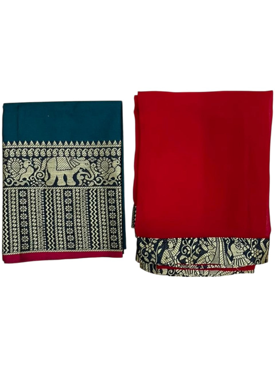 Southloom Semi Stitched Narayanpet Dhavani Set with Pavada and Green Blouse Piece SLDHAVANI SL541