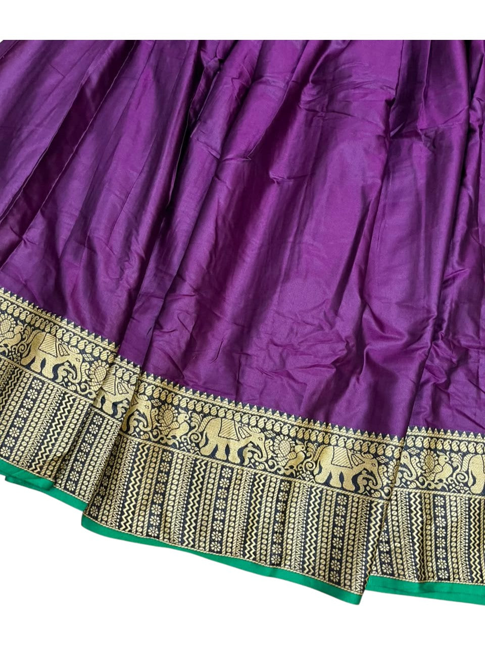 Southloom Semi Stitched Narayanpet Dhavani Set with Pavada and Purple Blouse Piece SLDHAVANI SL541