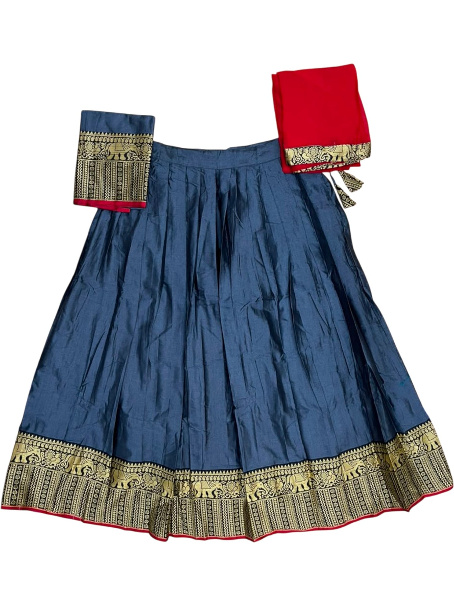 Southloom Semi Stitched Narayanpet Dhavani Set with Pavada and Grey Blouse Piece SLDHAVANI SL541