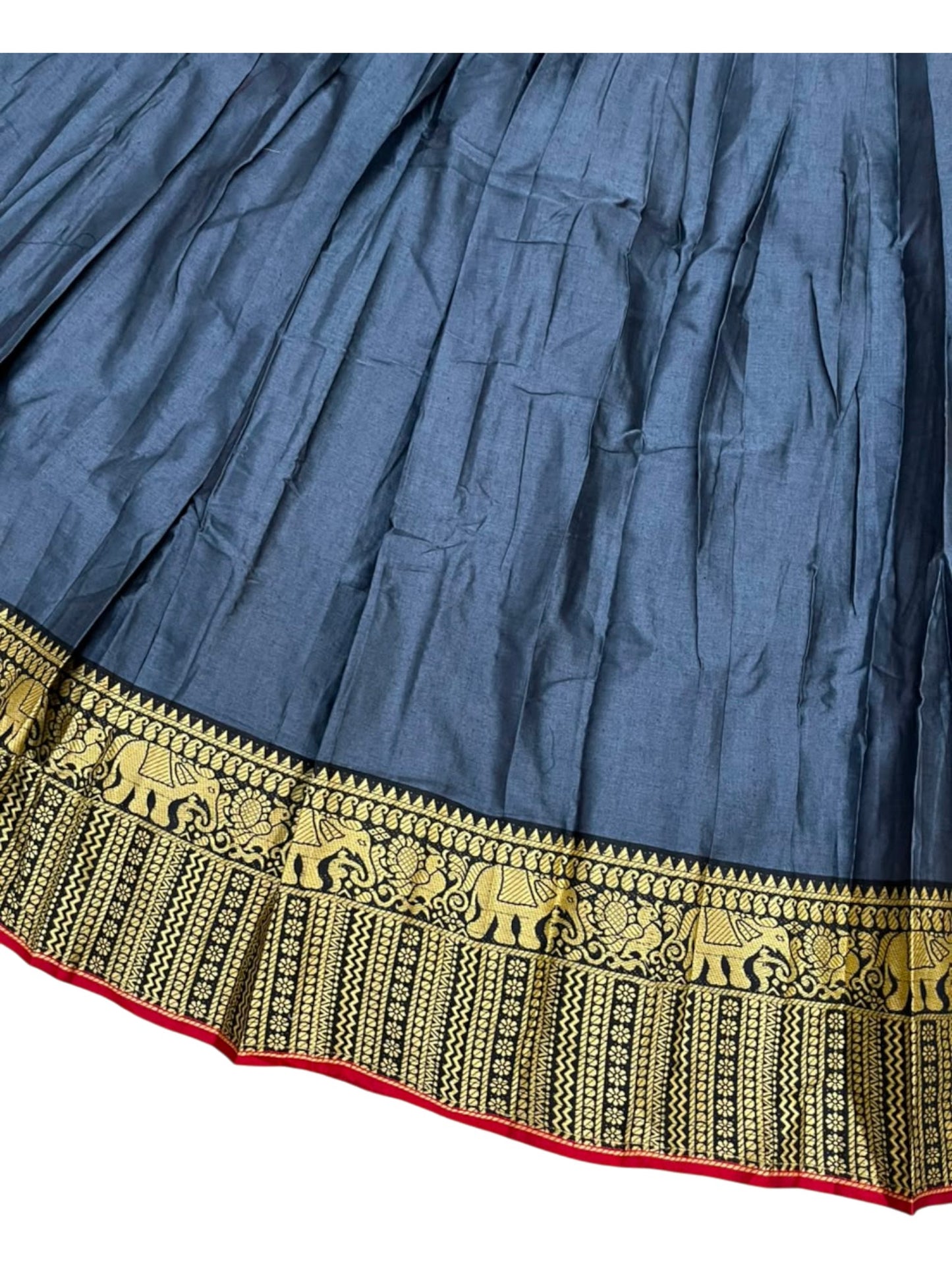 Southloom Semi Stitched Narayanpet Dhavani Set with Pavada and Grey Blouse Piece SLDHAVANI SL541