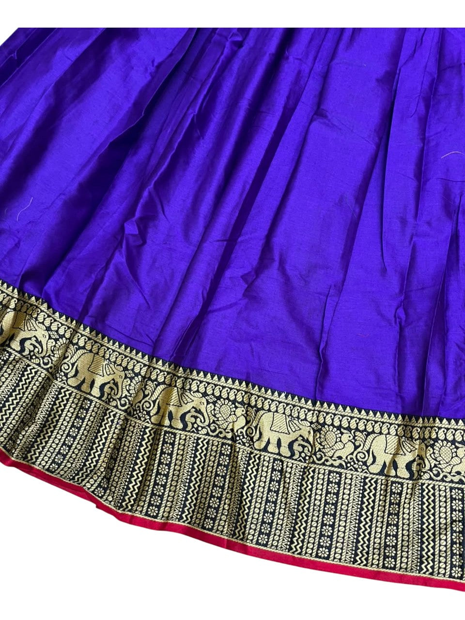 Southloom Semi Stitched Narayanpet Dhavani Set with Pavada and Violet Blouse Piece SLDHAVANI SL541