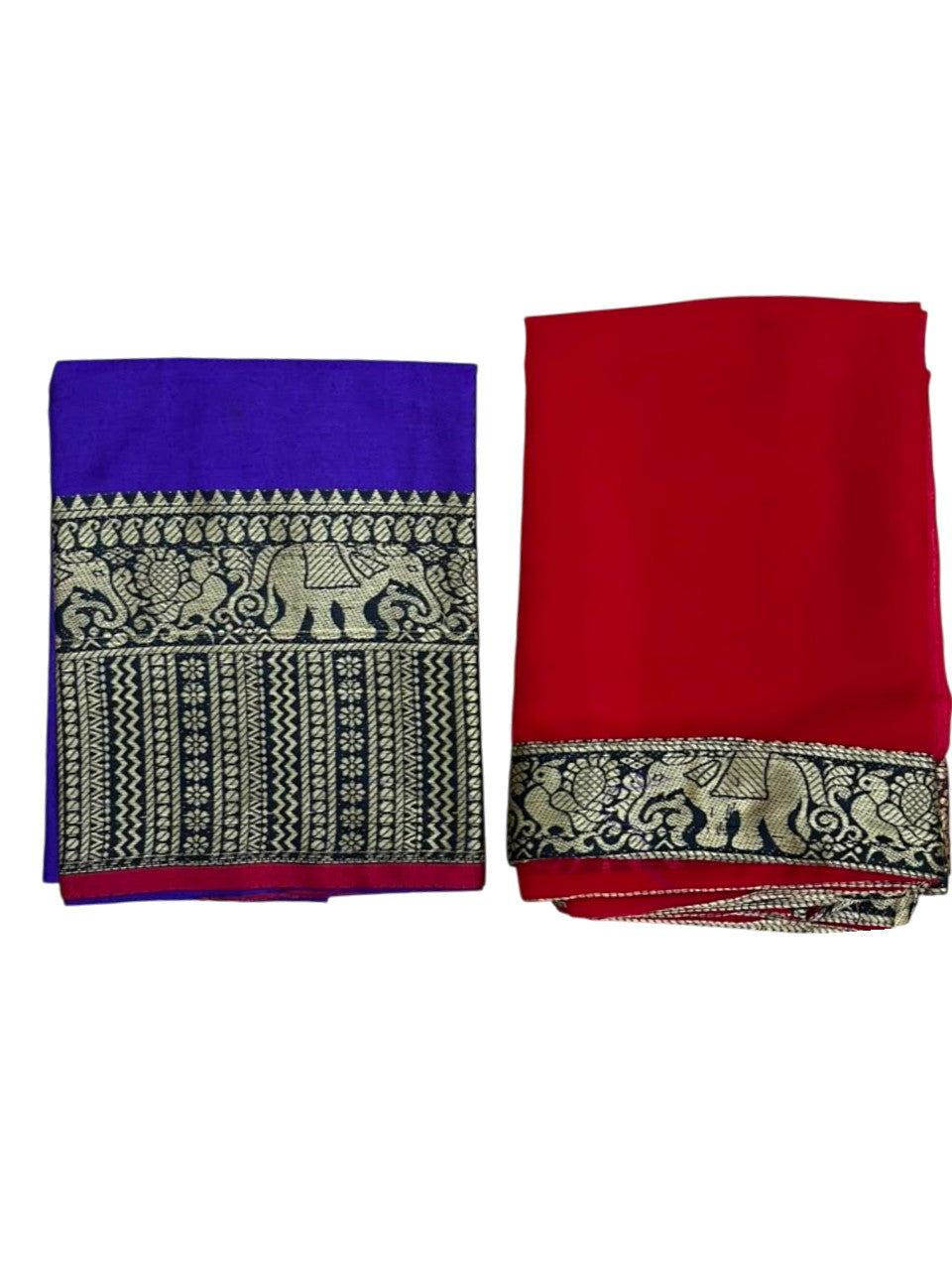 Southloom Semi Stitched Narayanpet Dhavani Set with Pavada and Violet Blouse Piece SLDHAVANI SL541