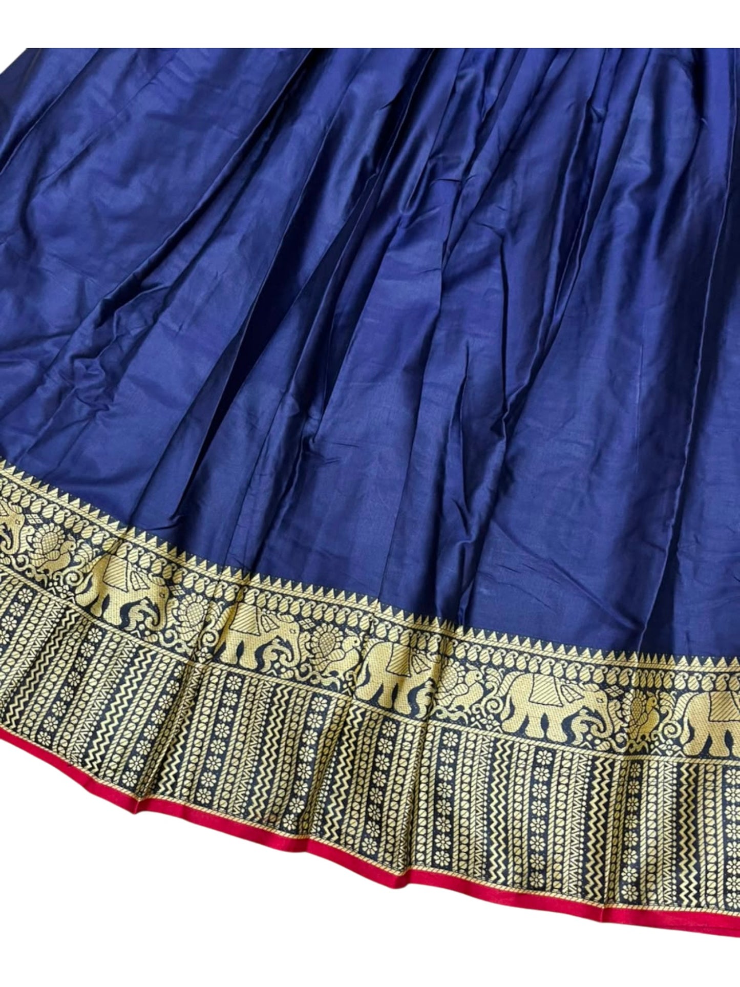 Southloom Semi Stitched Narayanpet Dhavani Set with Pavada and Blue Blouse Piece SLDHAVANI SL541