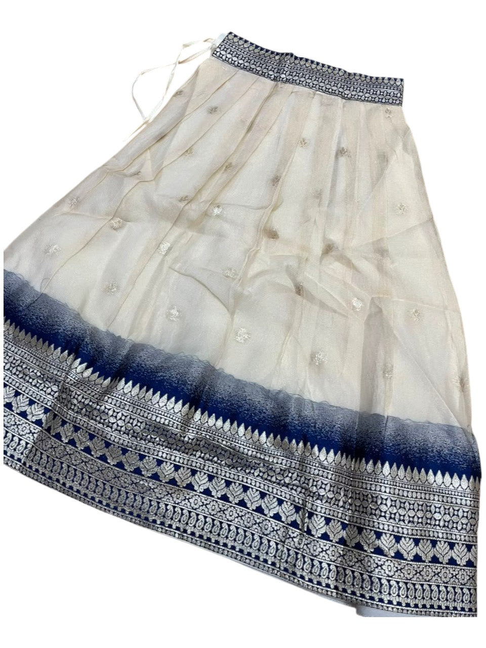 Southloom Stitched Organza Dhavani Set with Pavada and Blouse Piece in Blue SLKDHAVANI