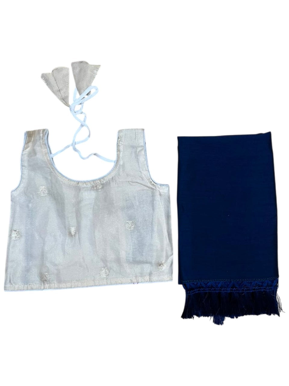 Southloom Stitched Organza Dhavani Set with Pavada and Blouse Piece in Blue SLKDHAVANI