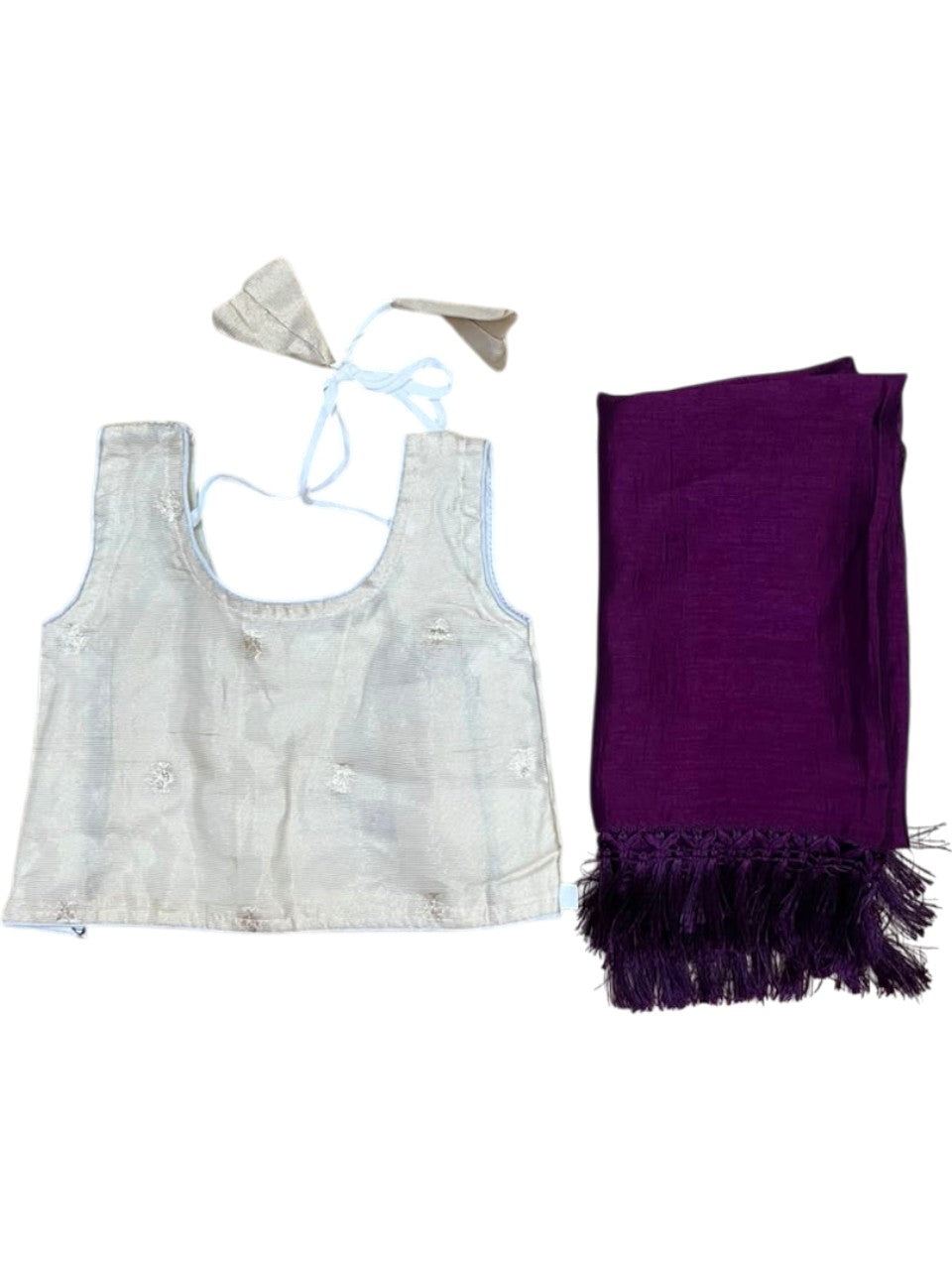 Southloom Stitched Organza Dhavani Set with Pavada and Blouse Piece in Purple SLKDHAVANI