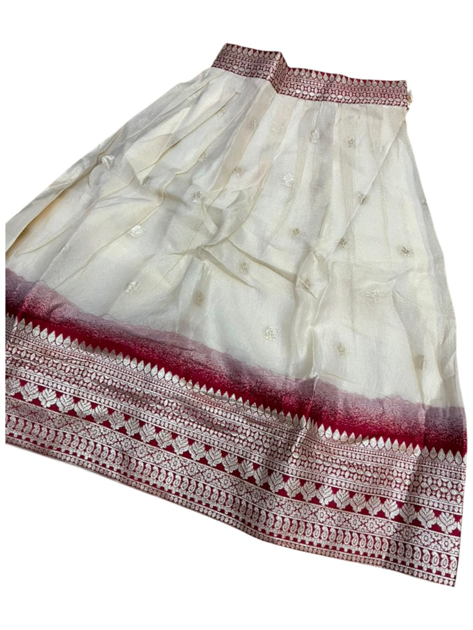 Southloom Stitched Organza Dhavani Set with Pavada and Blouse Piece in Maroon SLKDHAVANI