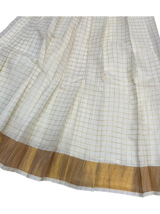 Southloom Kerala Cotton Kasavu Pavada Blouse with for Kids