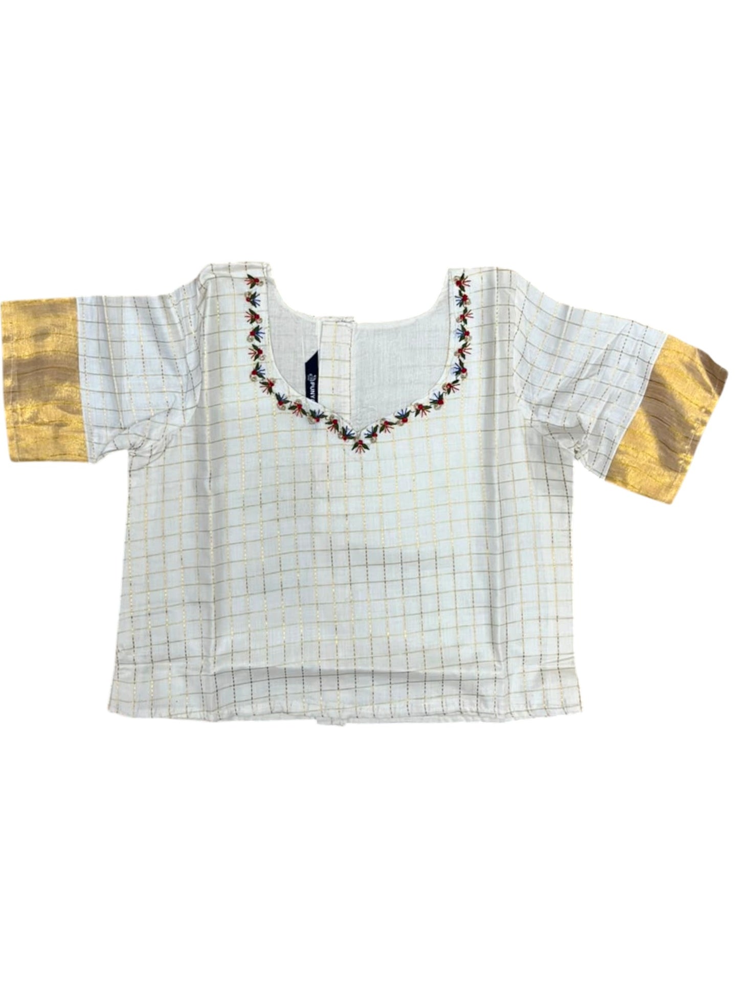 Southloom Kerala Cotton Kasavu Pavada Blouse with for Kids