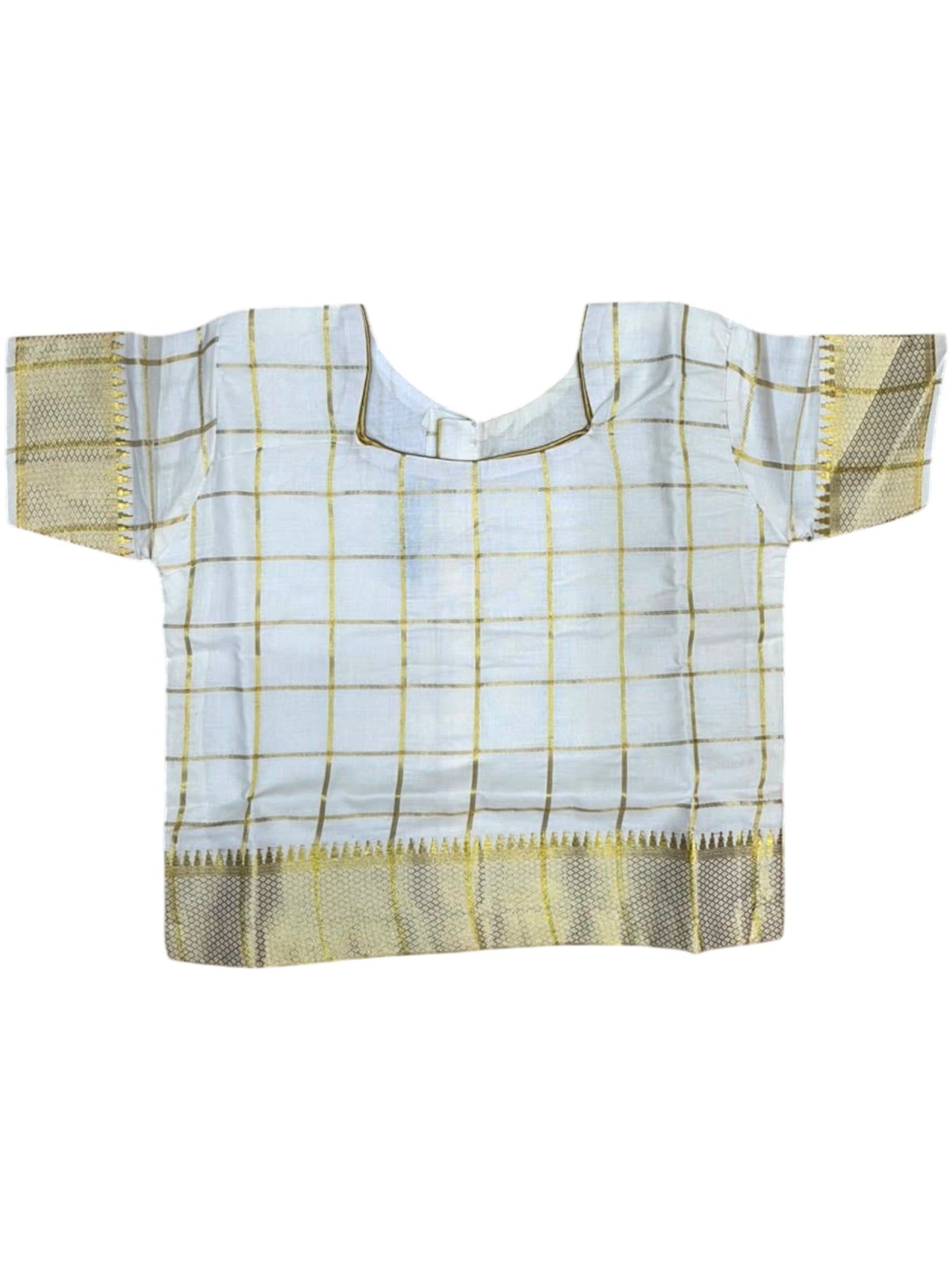 Southloom Kerala Cotton Kasavu Pavada Blouse with for Kids