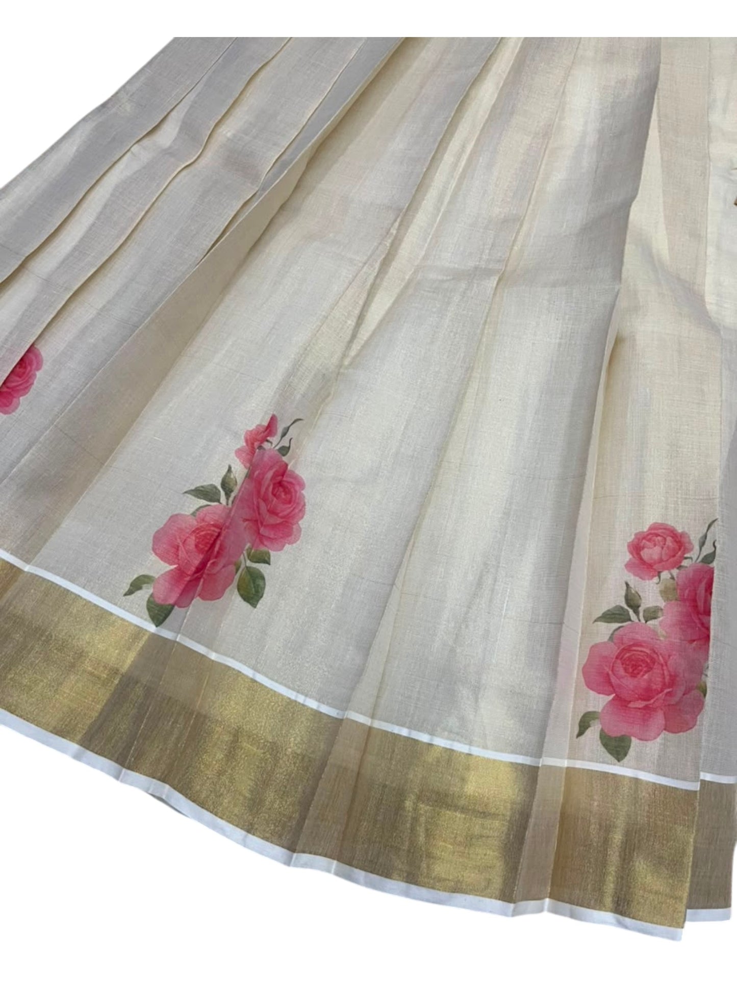 Southloom Kerala Tissue Kasavu Pavada Blouse with for Kids