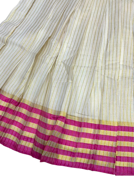 Southloom Kerala Cotton Kasavu Pavada Blouse with for Kids